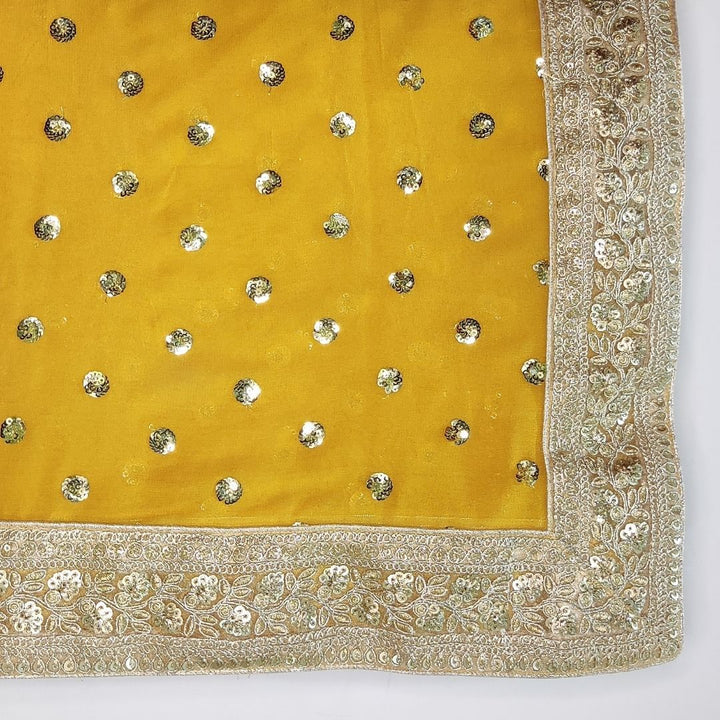 anokherang Sarees Warm Mustard Embroidered Border Georgette Saree