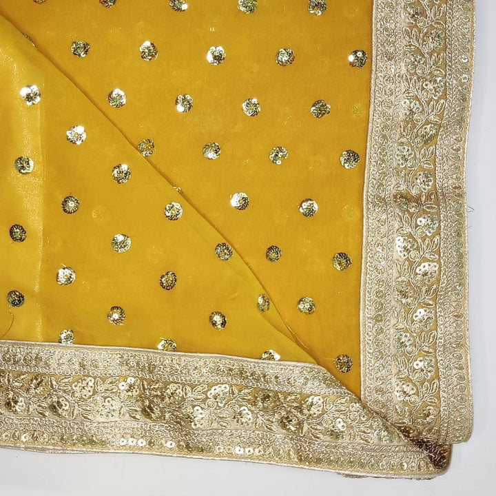 anokherang Sarees Warm Mustard Embroidered Border Georgette Saree