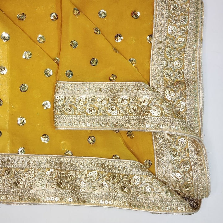 anokherang Sarees Warm Mustard Embroidered Border Georgette Saree