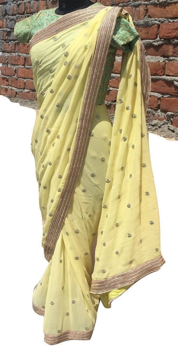 anokherang Sarees Yellow Magic Saree