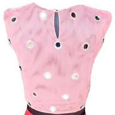 anokherang Short Top Flower Sequence Crop Top Pink