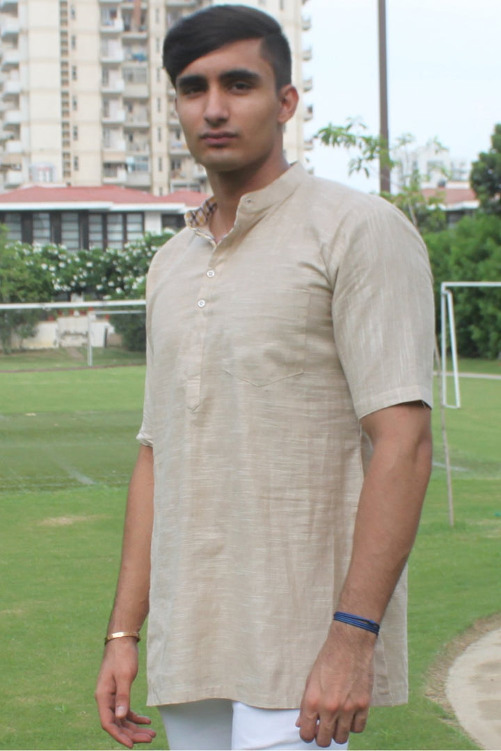 anokherang SKurtas Beige Straight Short Kurta