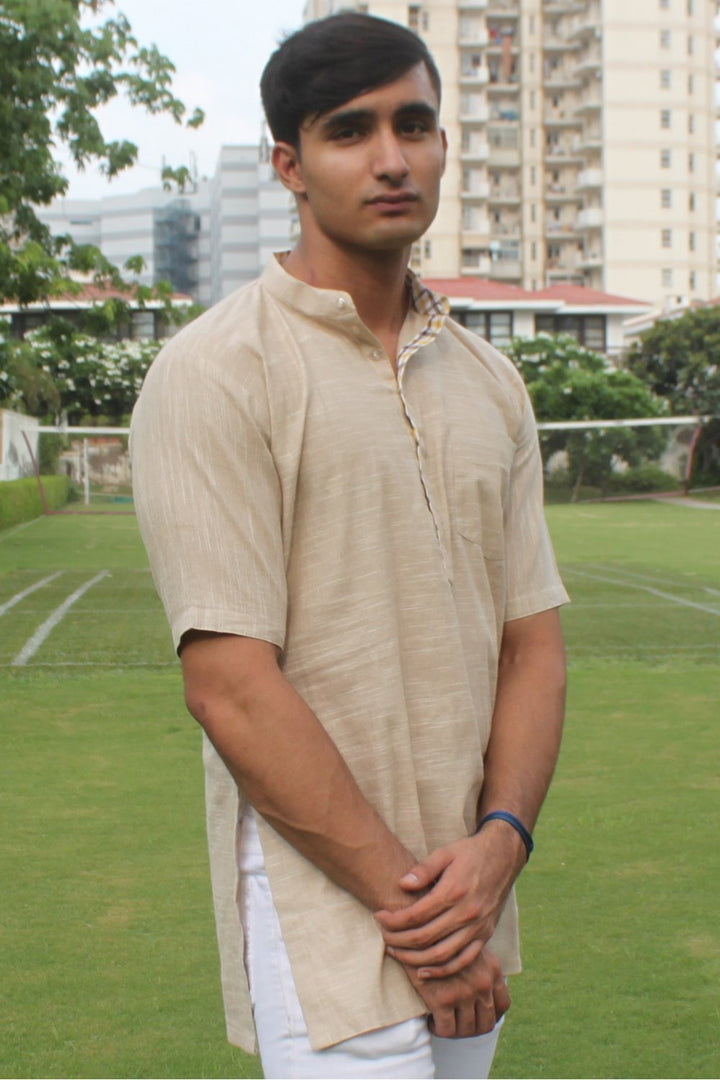 anokherang SKurtas Beige Straight Short Kurta