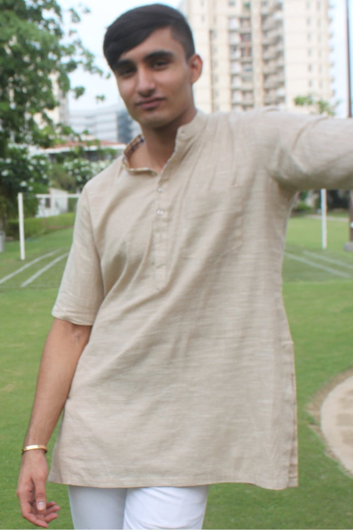 anokherang SKurtas Beige Straight Short Kurta