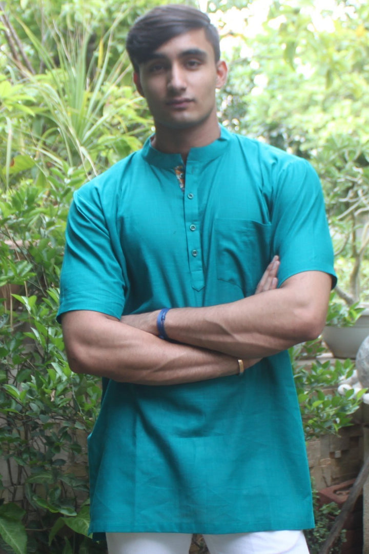 anokherang SKurtas Green Straight Short Kurta
