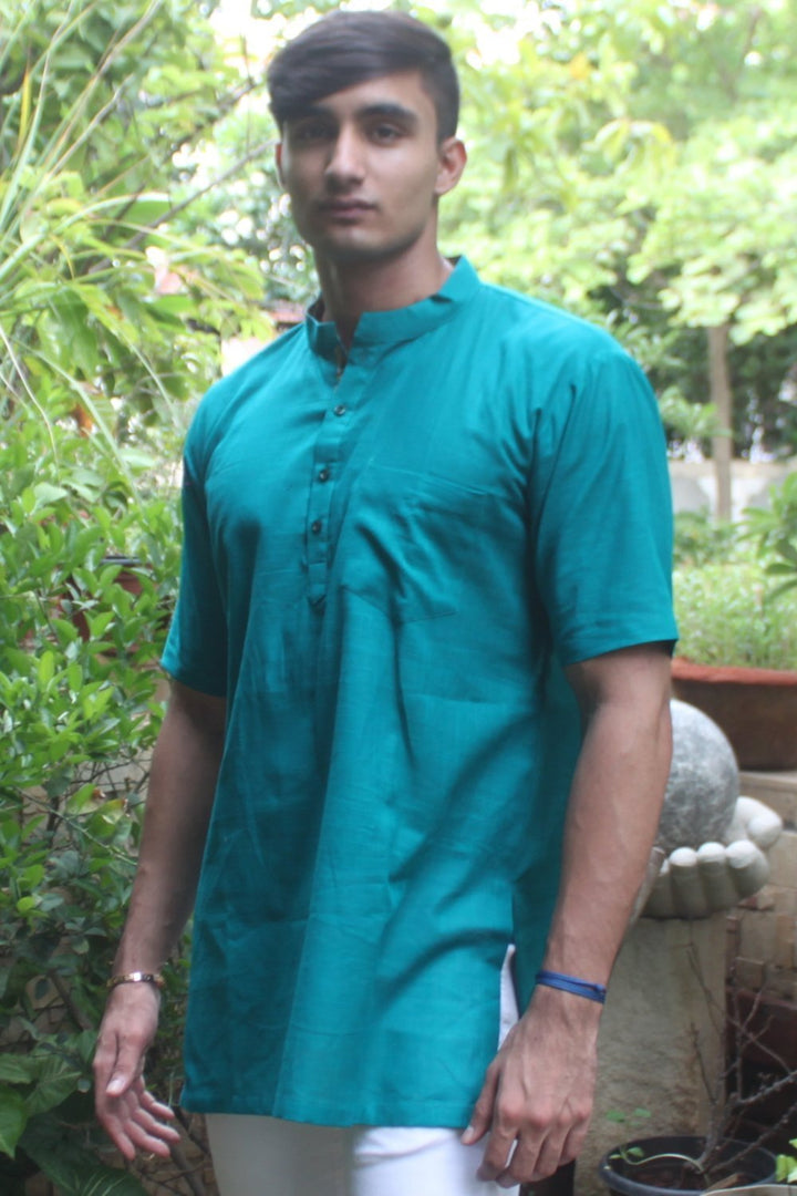 anokherang SKurtas Green Straight Short Kurta