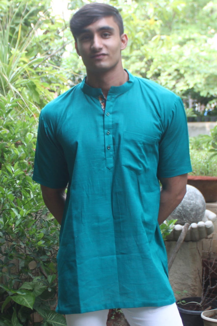 anokherang SKurtas Green Straight Short Kurta