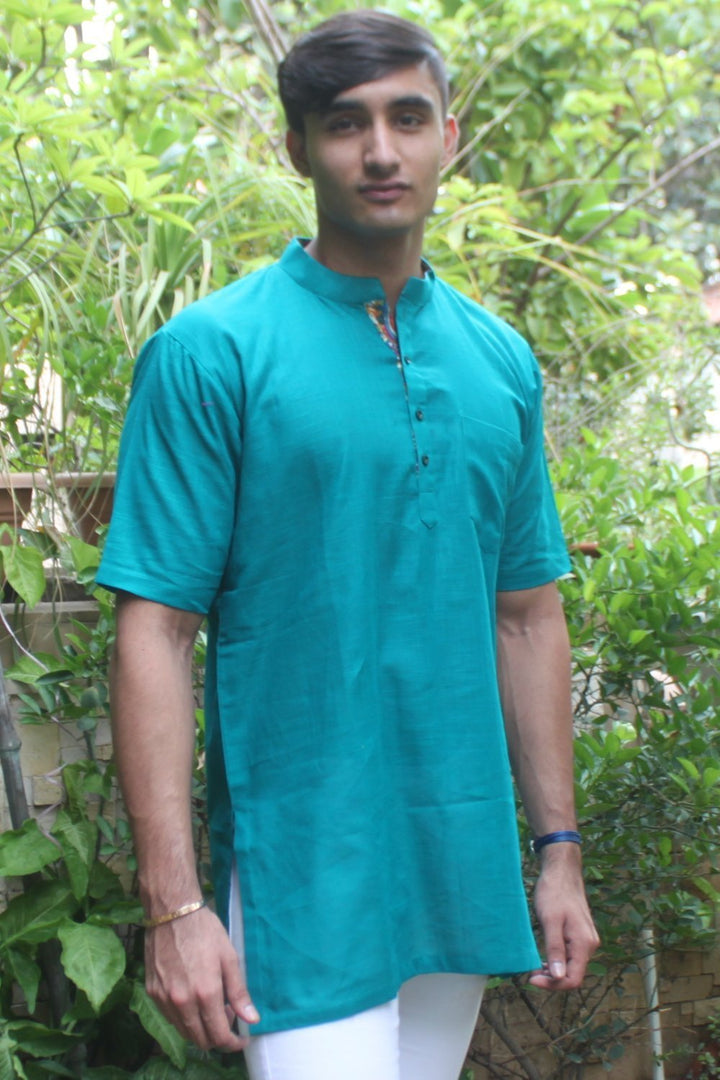 anokherang SKurtas Green Straight Short Kurta