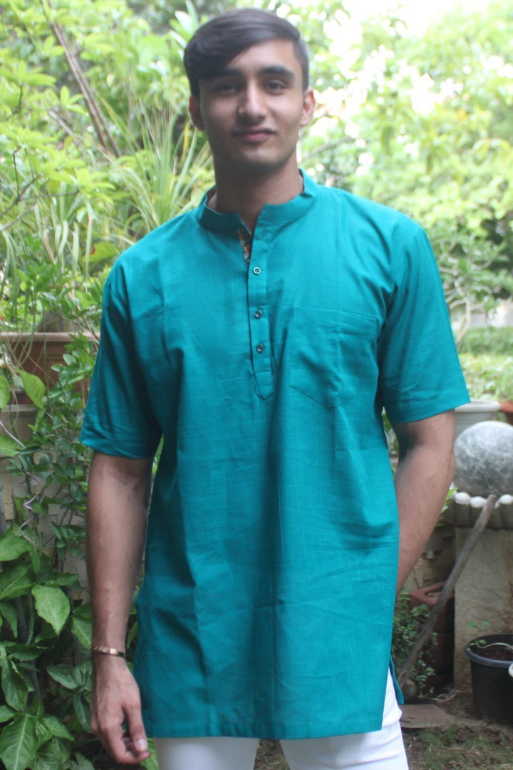 anokherang SKurtas Green Straight Short Kurta