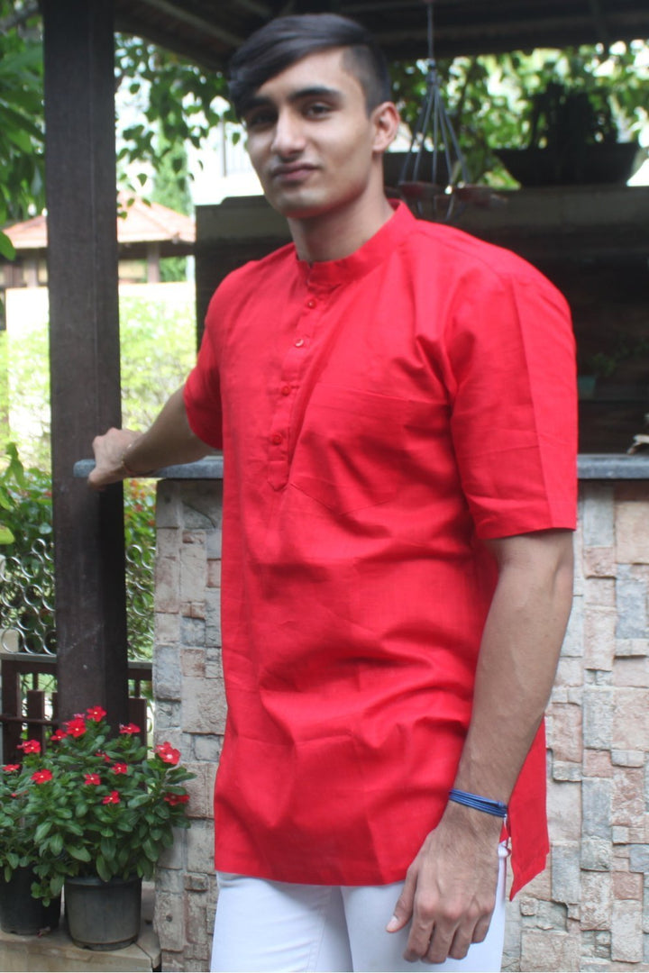 anokherang SKurtas Red Straight Short Kurta