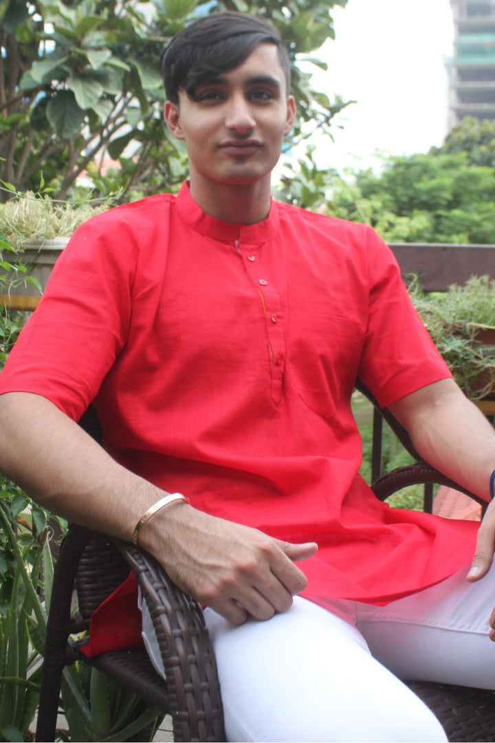 anokherang SKurtas Red Straight Short Kurta