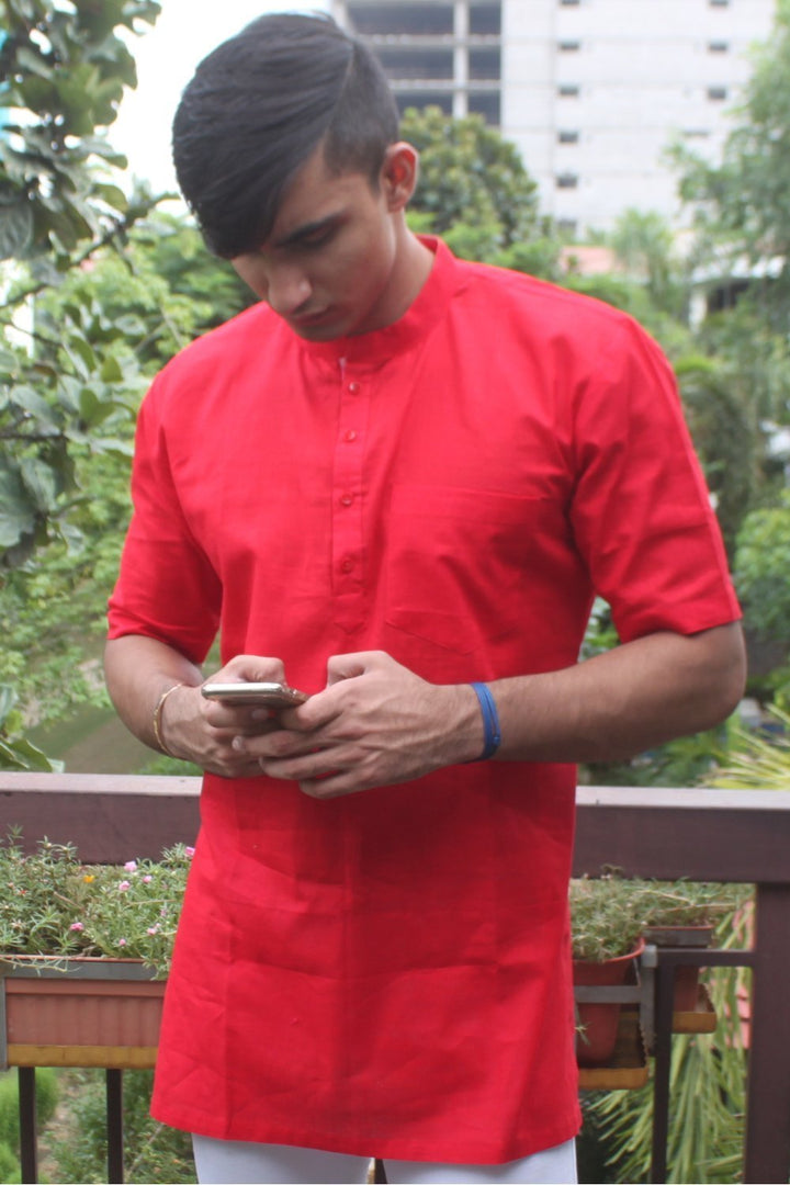 anokherang SKurtas Red Straight Short Kurta